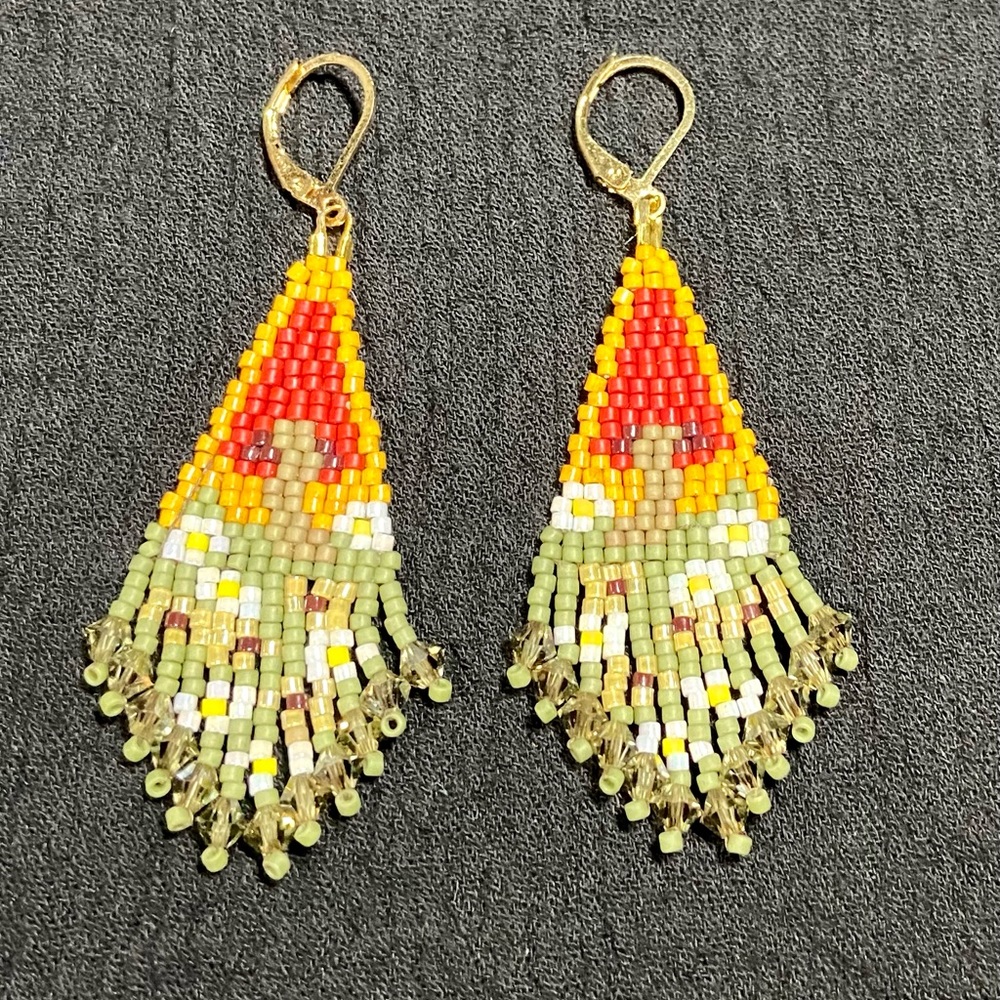 Retro Mushroom Beaded Earrings